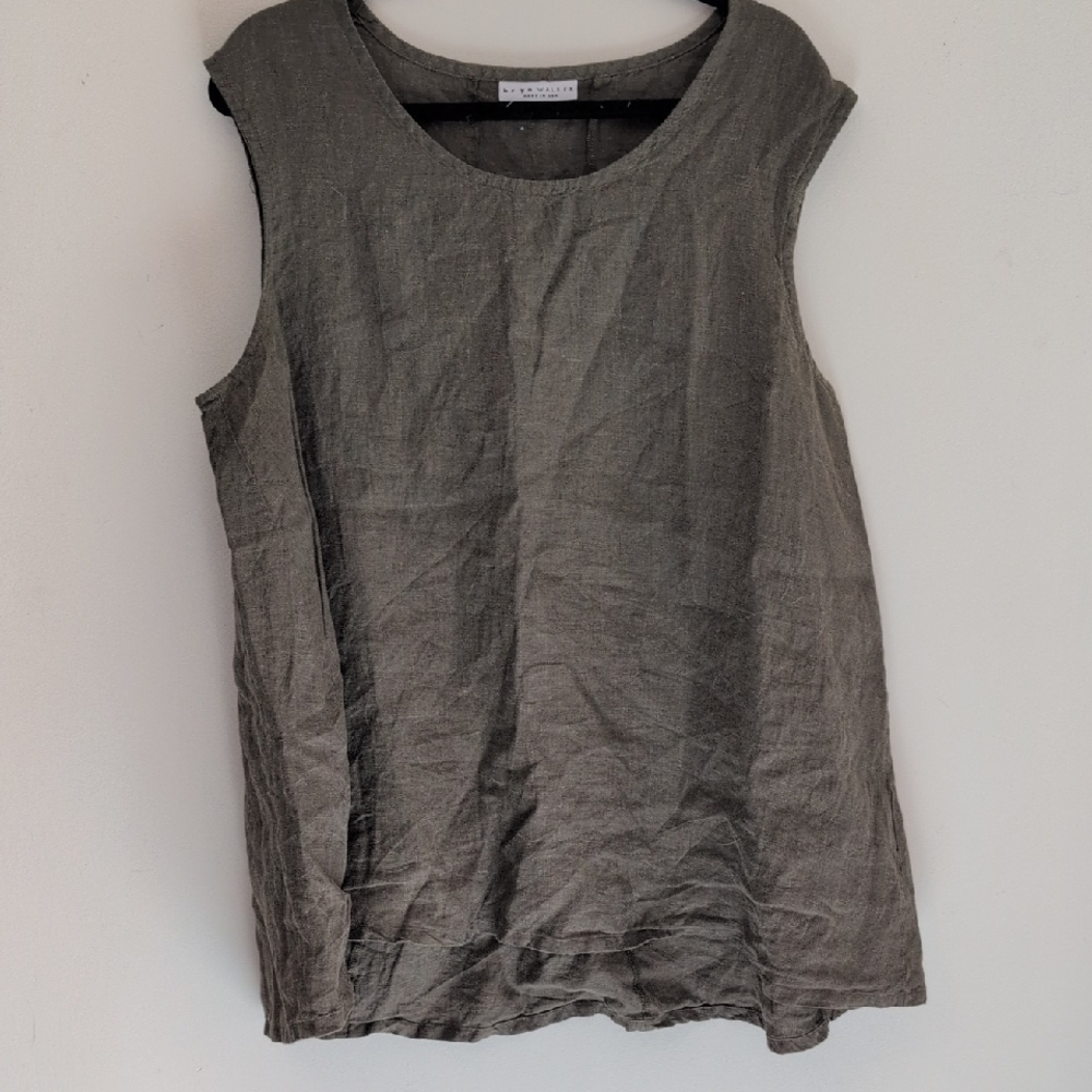 bryn Walker green Linen Tank Top